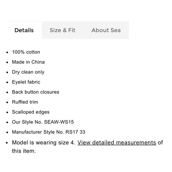 Sea Exploded New York Exploded Eyelet Ruffle Top Retail $ 345 Blue White - Picture 15 of 16